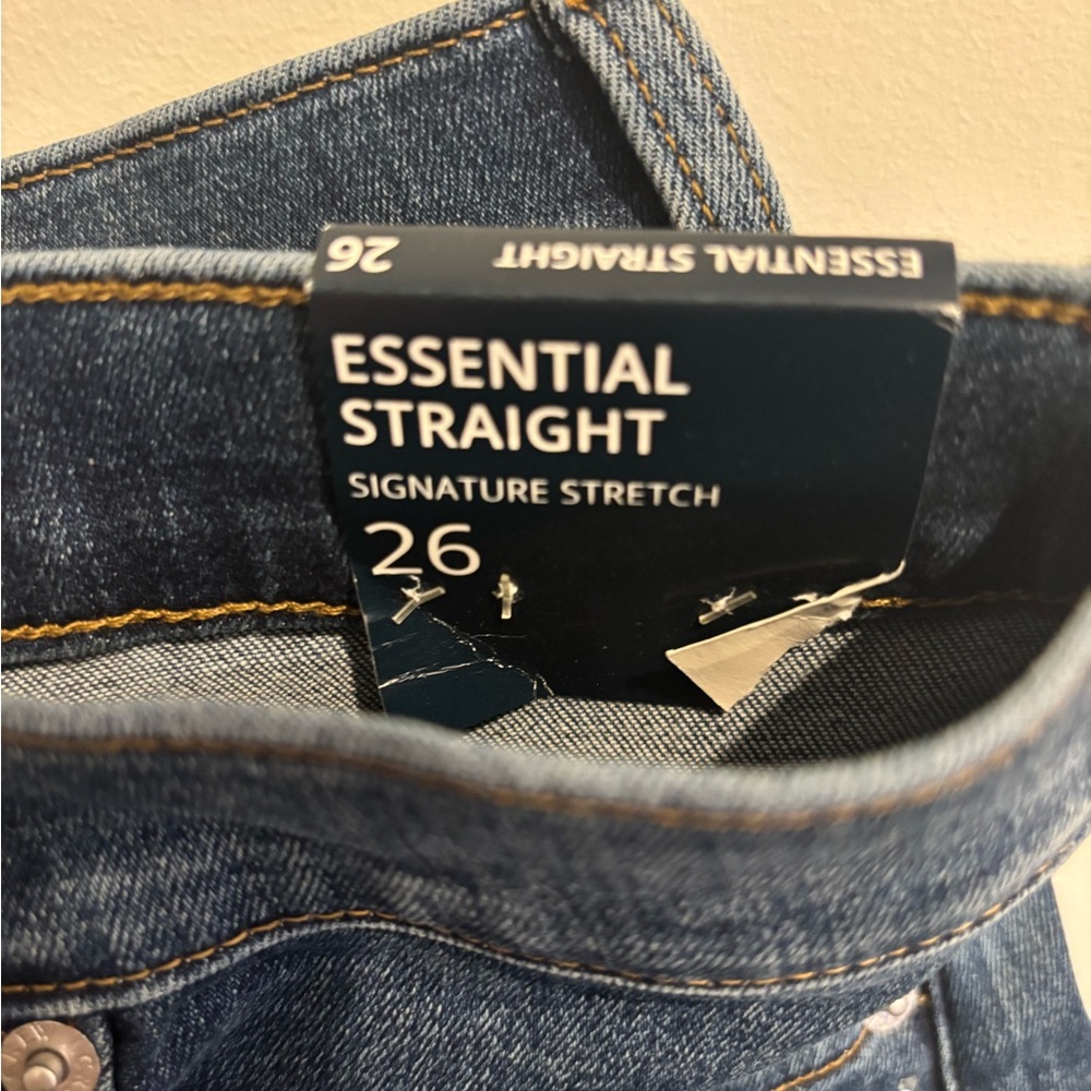 J. Crew Factory Dark Blue Straight Leg Jeans with White Dots - Picture 5 of 6